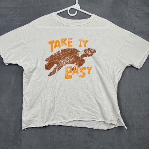 aerie Tops - Aerie Take It Easy Turtle Graphic Tee Shirt White Size S/P